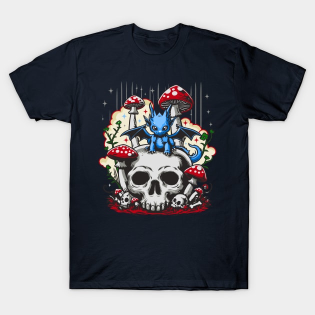 Tiny Dragon and Rotten Skull T-Shirt by coxemy